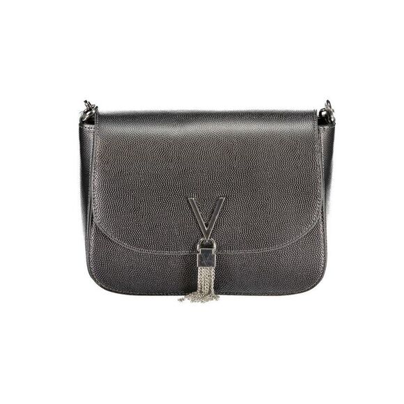 Mario Valentino VLogo Pebbled Leather Crossbody Women Gray Handbags